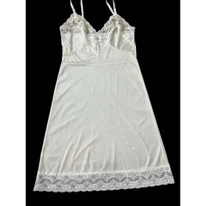 Sliper-Fection Vintage Slip Dress Sleeveless Lace Trim White Womens Size 34